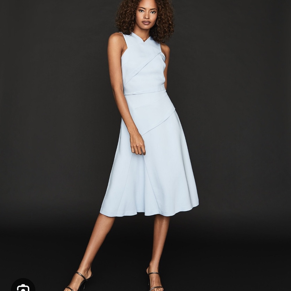 Reiss Paige - Fit-And-Flare Midi Dress In Pale Blue, Womens, size 10